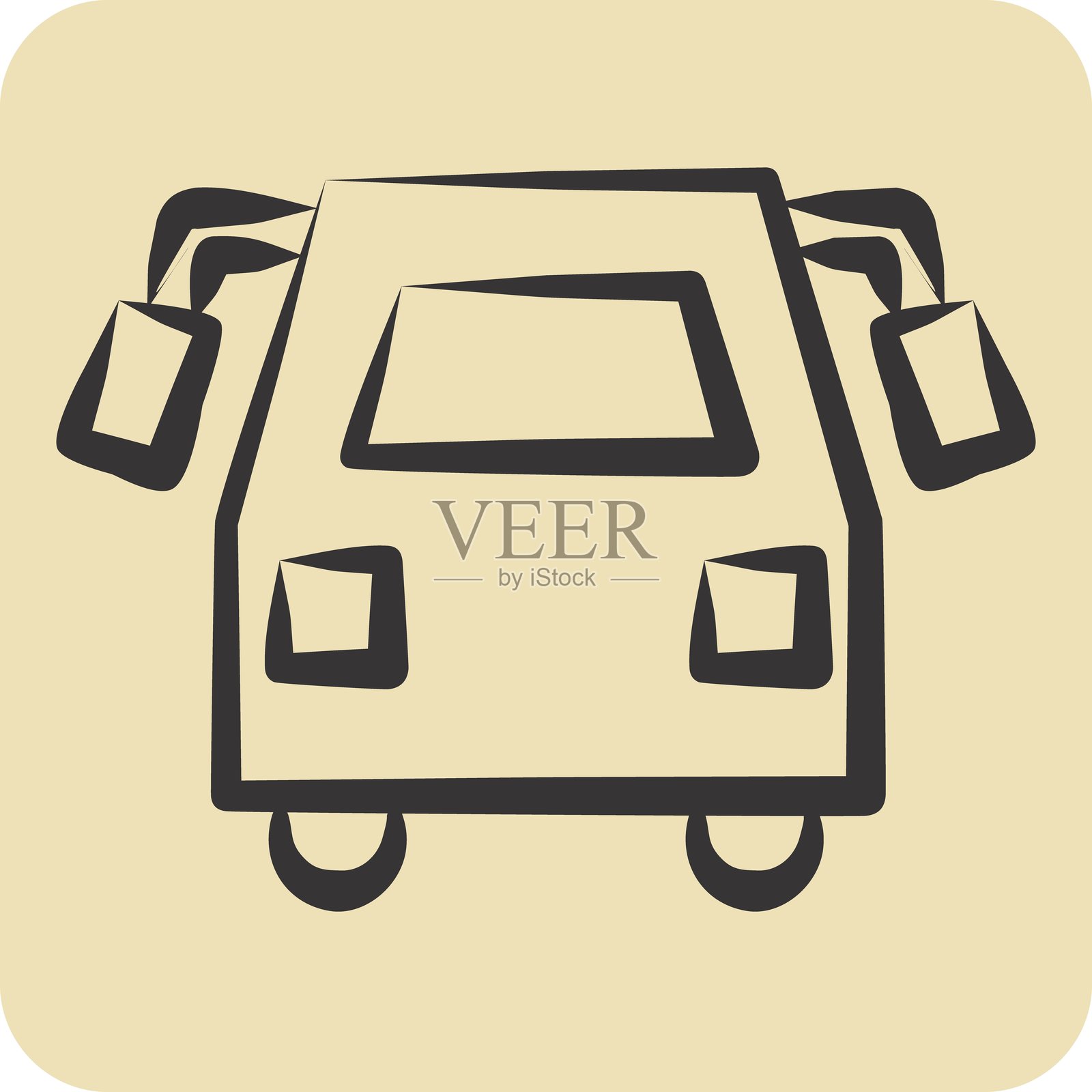 图标校车。与交通符号相关。手绘风格。设计可编辑。插画图片素材