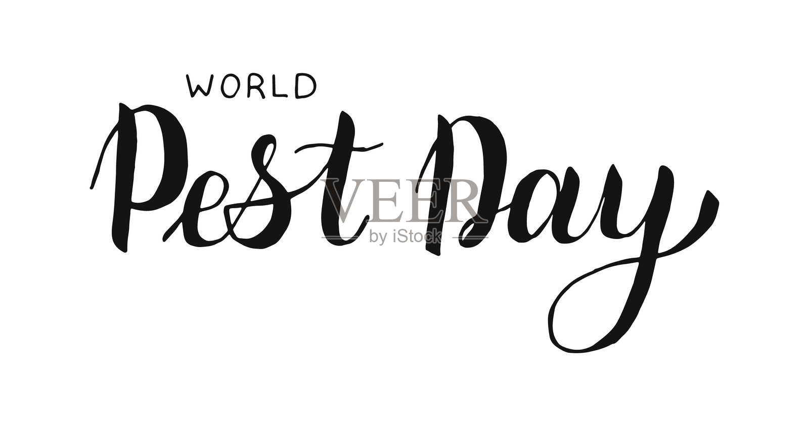 世界害虫日 手写字 置于白色背景上。手绘书法字母。文本横幅海报卡片。插画图片素材