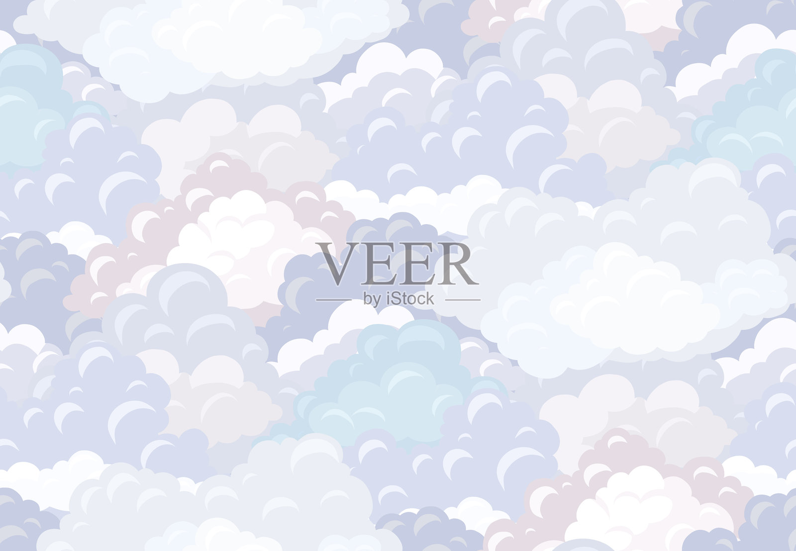 卡通雷云的矢量纹理。暴风天空的纹理。密集的云层背景。插画图片素材