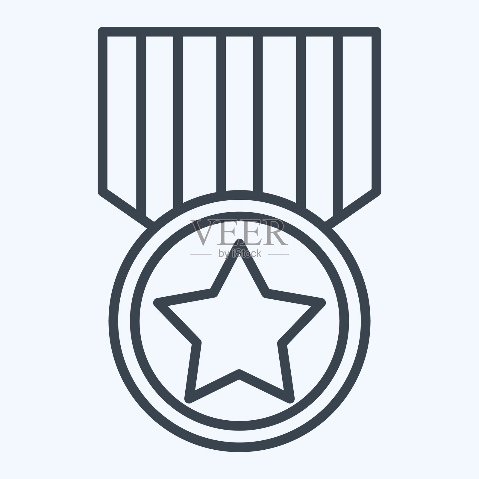 军事徽章图标。与军事符号相关。线条风格。设计可编辑。插画图片素材