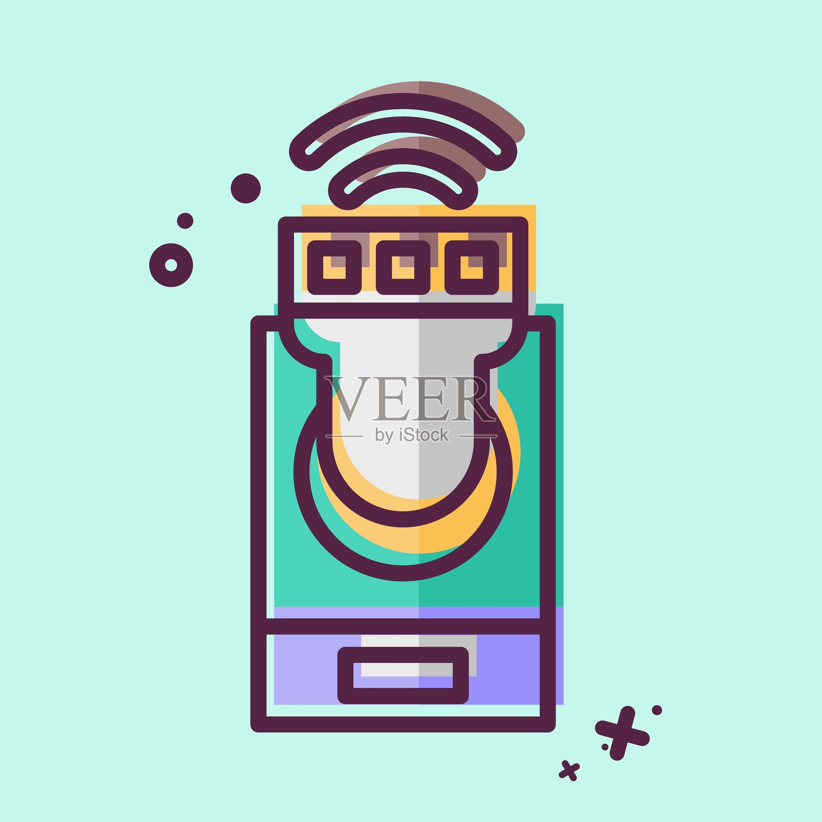 智能照明图标,与家庭安全符号相关。MBE风格插画图片素材