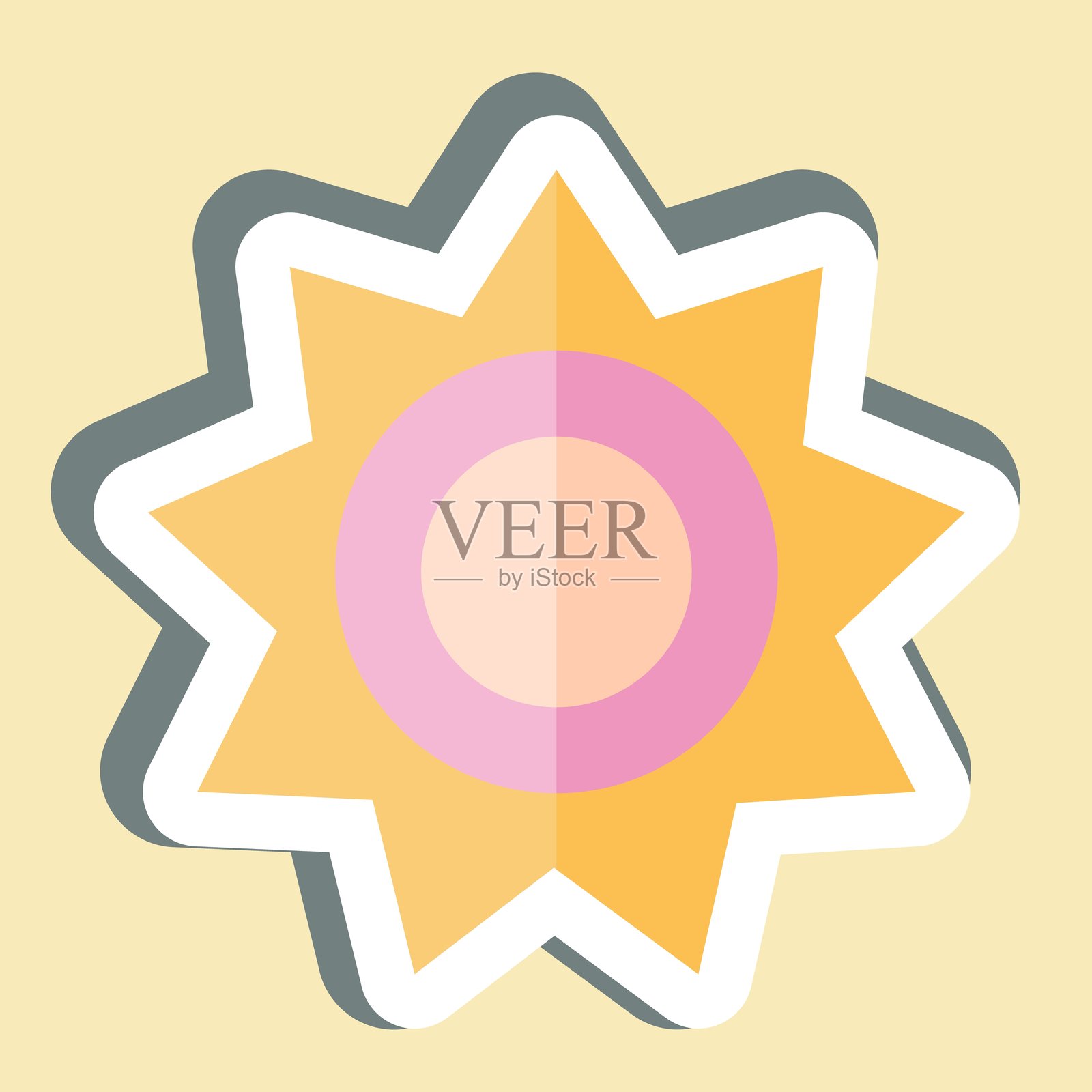 阳光贴纸,与光的象征相关,可编辑设计插画图片素材