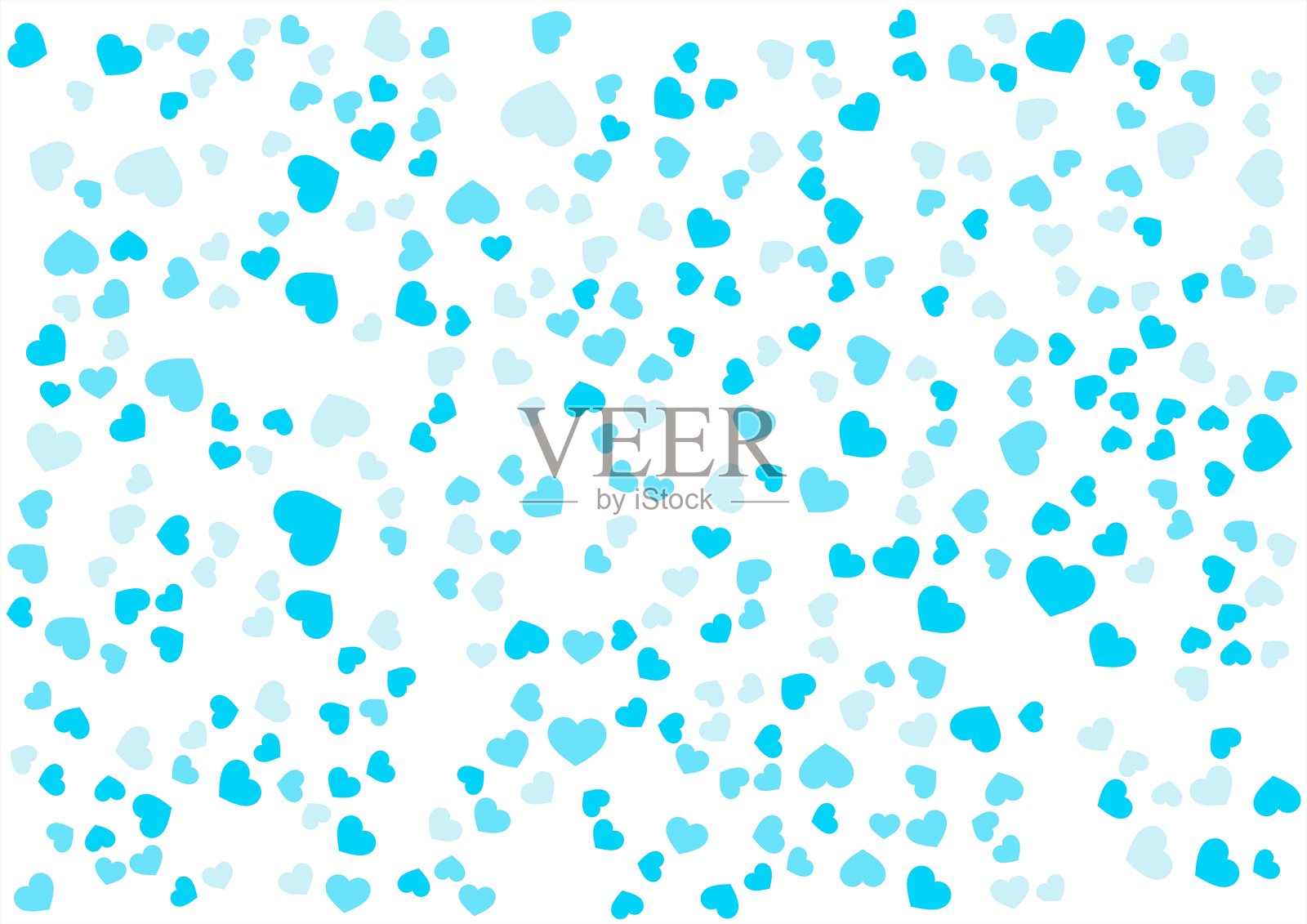 心形图案背景,三种浅蓝色的心形插画图片素材