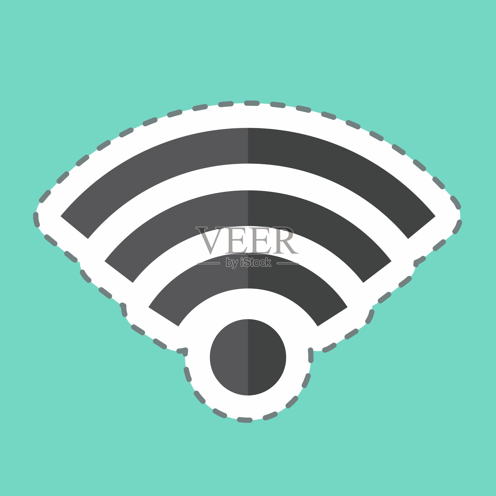 可编辑的与Wifi符号相关的贴纸线条剪切设计插画图片素材
