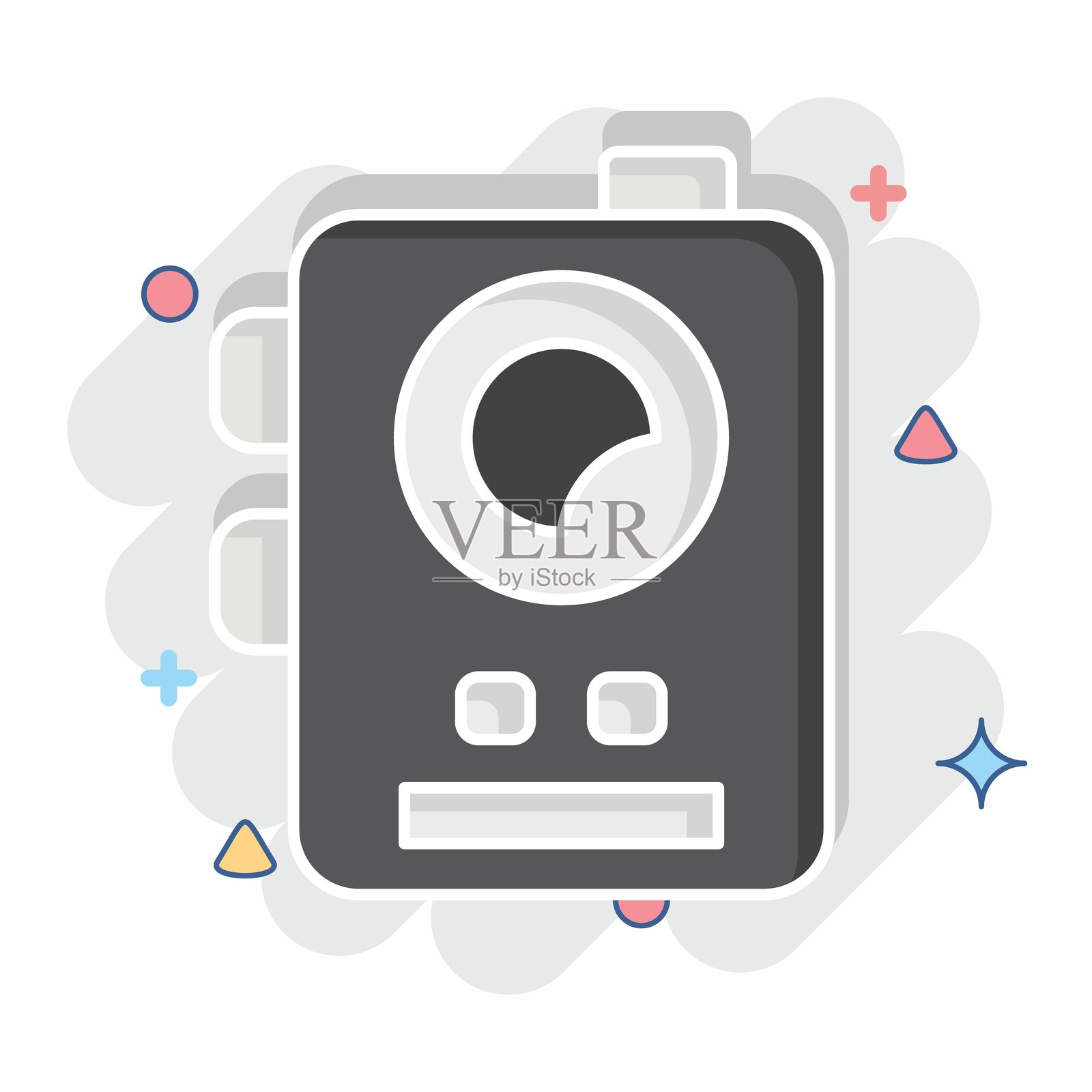 军事无线电图标。与军事符号相关。漫画风格。设计可编辑。插画图片素材