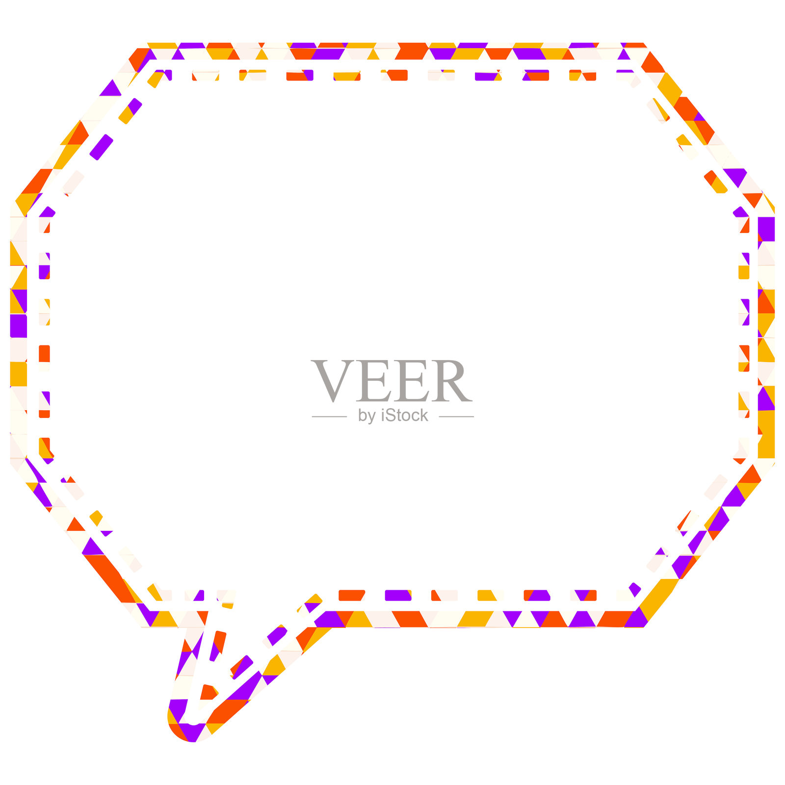 彩色玻璃风格的对话气泡,三角形图案,八角形形状带有角落插画图片素材