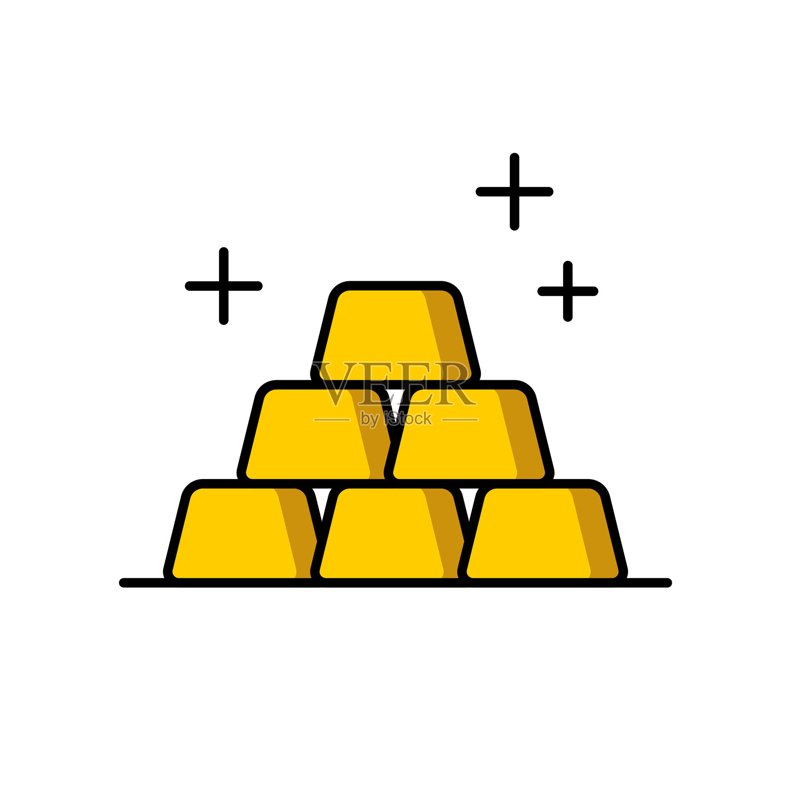 金条图标。简单的金色金块堆叠。插画图片素材