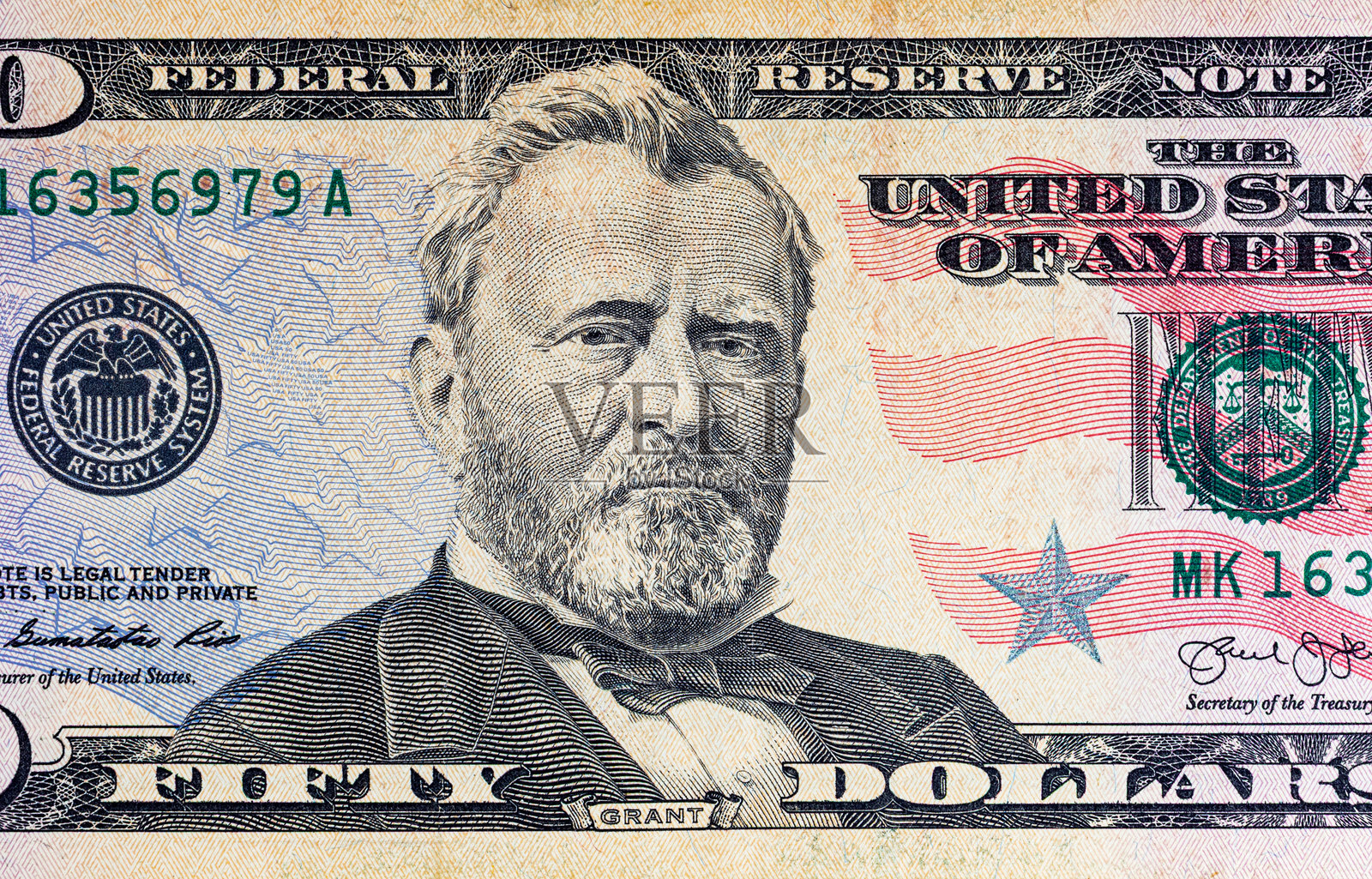 用于设计目的的50美元。美国的货币。纸币的元素。照片摄影图片