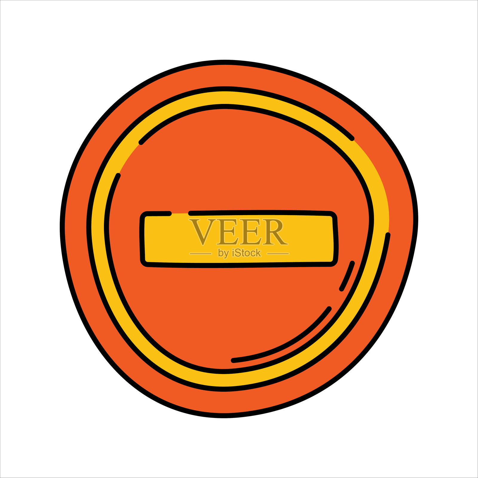 手绘风格的禁止入内标志,红色圆形交通标志带有减号线,适用于驾驶规则视觉、禁止主题和警告图形。插画图片素材