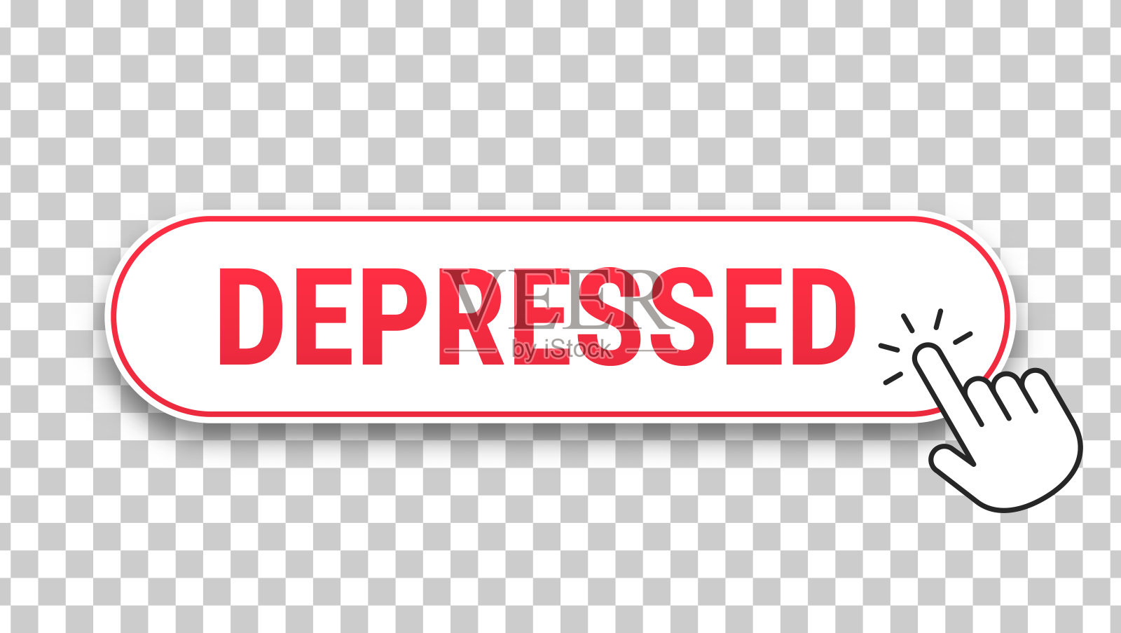 沮丧 - 3D点击网页按钮,手形光标在空白背景上插画图片素材