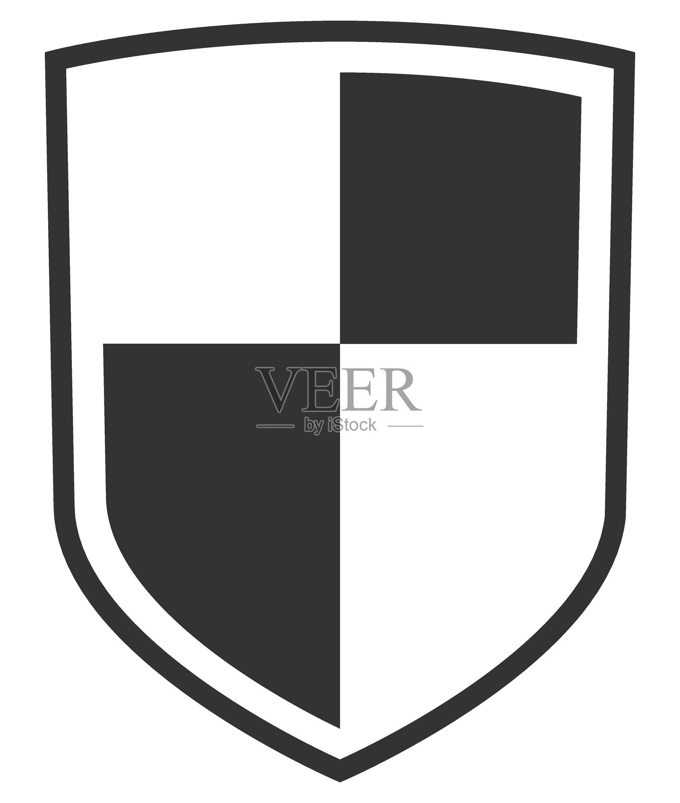 大胆的盾牌图标图形,分为四个象限。保护、安全、防御的象征。可用于网页、应用程序、演示文稿、UIUX设计。插画图片素材