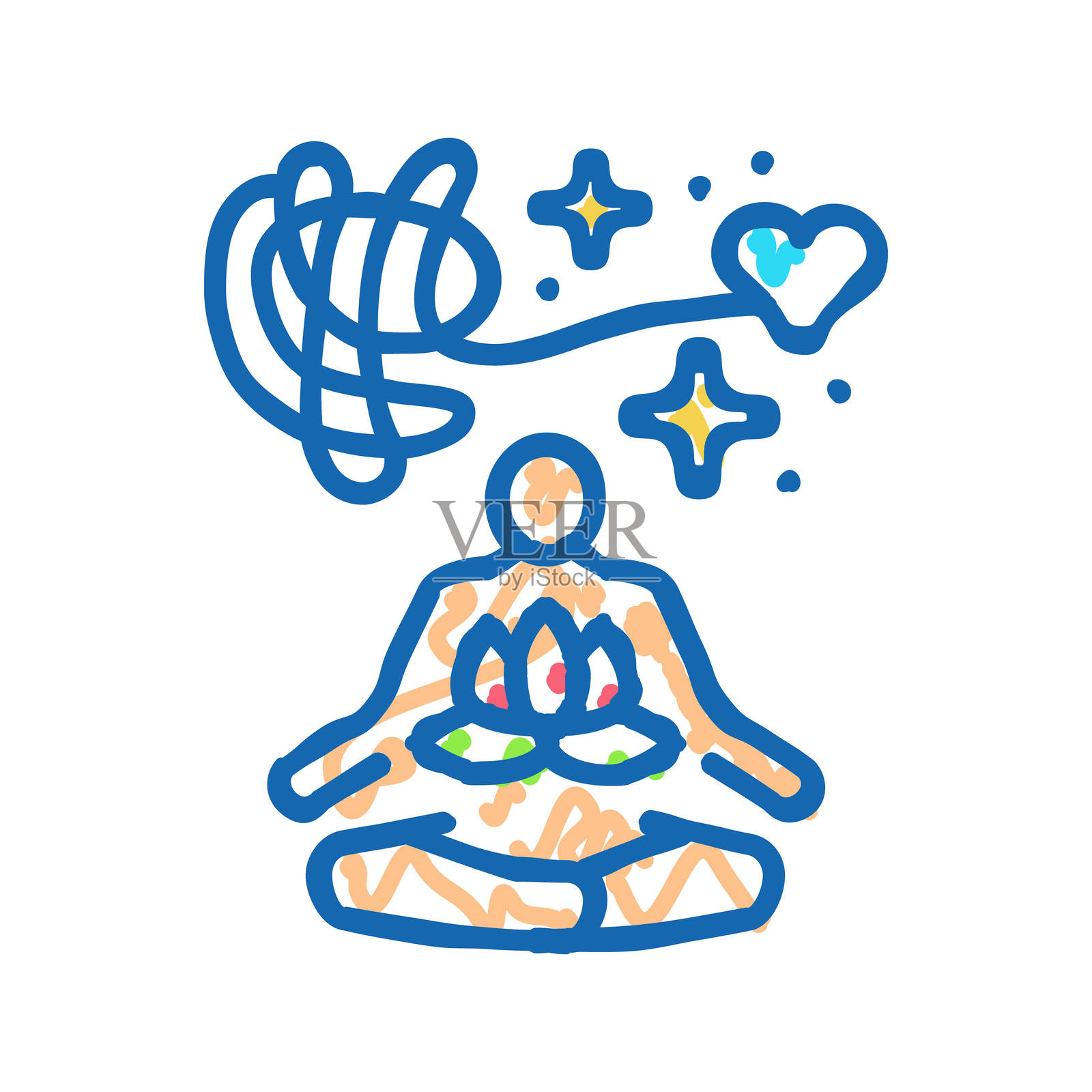 压力缓解心理健康图标涂鸦插图插画图片素材