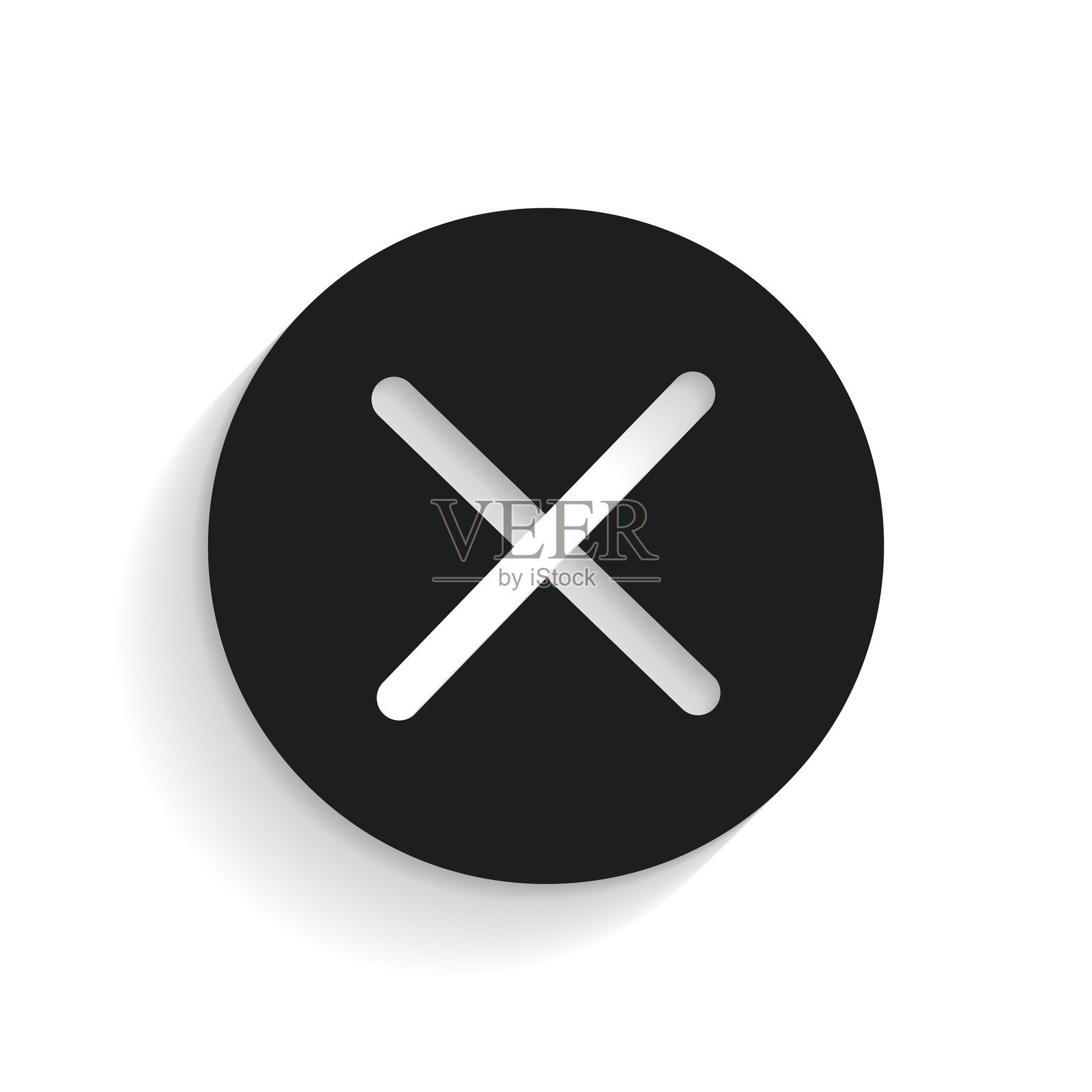 交叉标记。白色背景上的长阴影图标插画图片素材