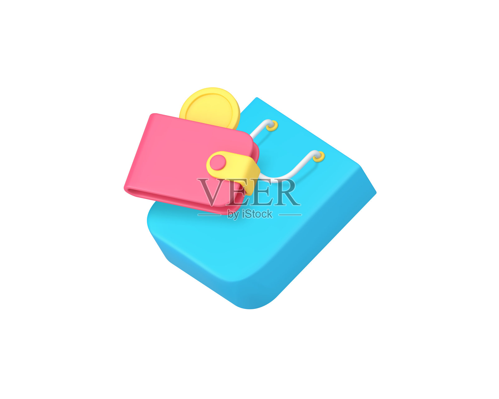 购物支付购买商品现金支付3D图标逼真矢量插图插画图片素材