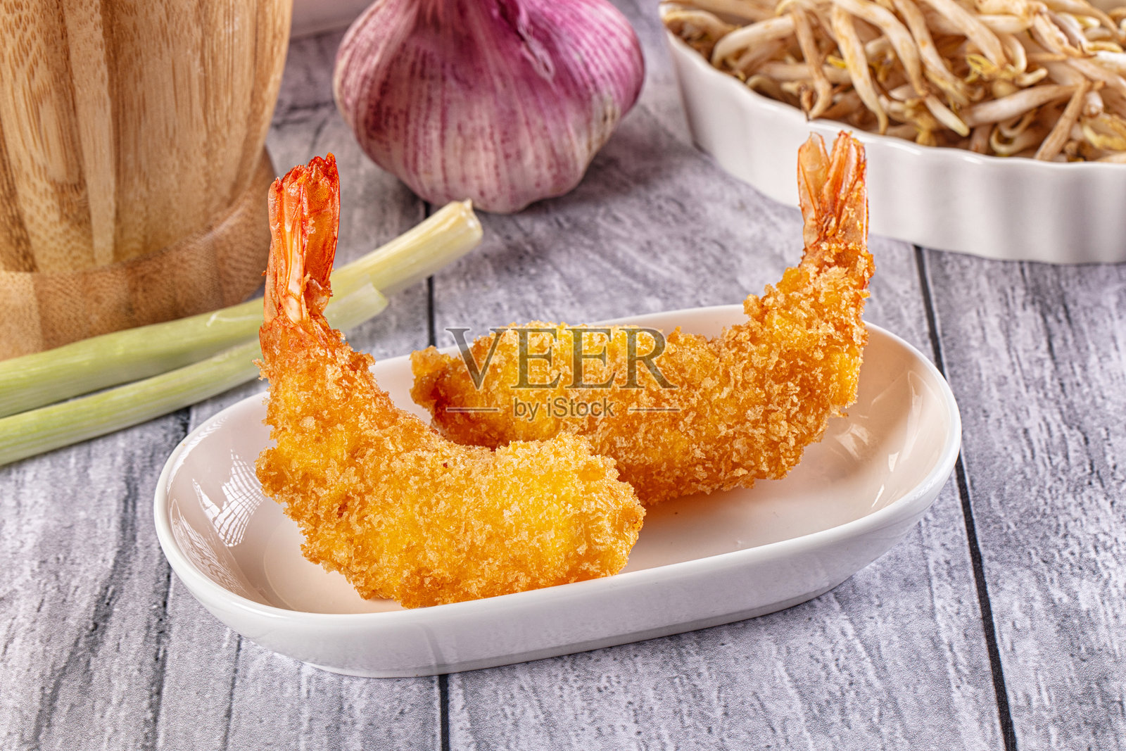 金色酥脆的面包虾开胃菜照片摄影图片