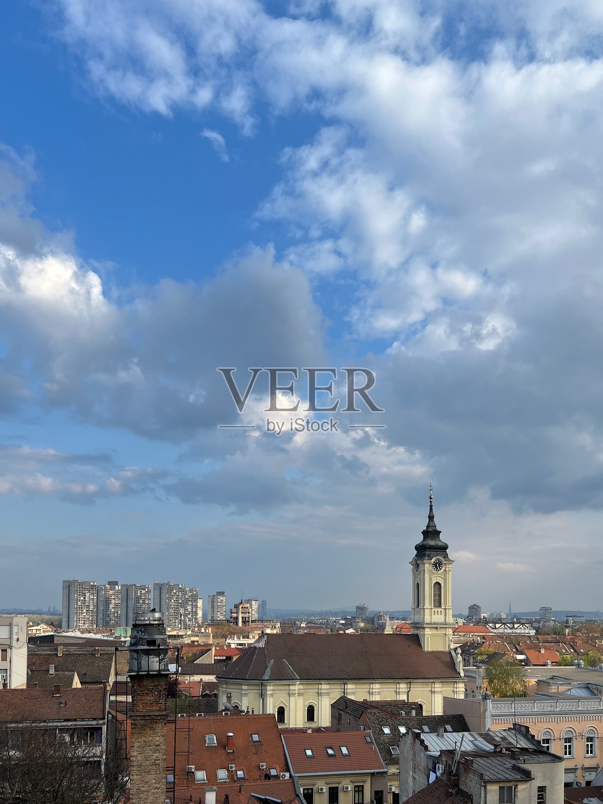 加尔多什塔和建筑物的屋顶。塞尔维亚贝尔格莱德泽蒙区,欧洲。照片摄影图片