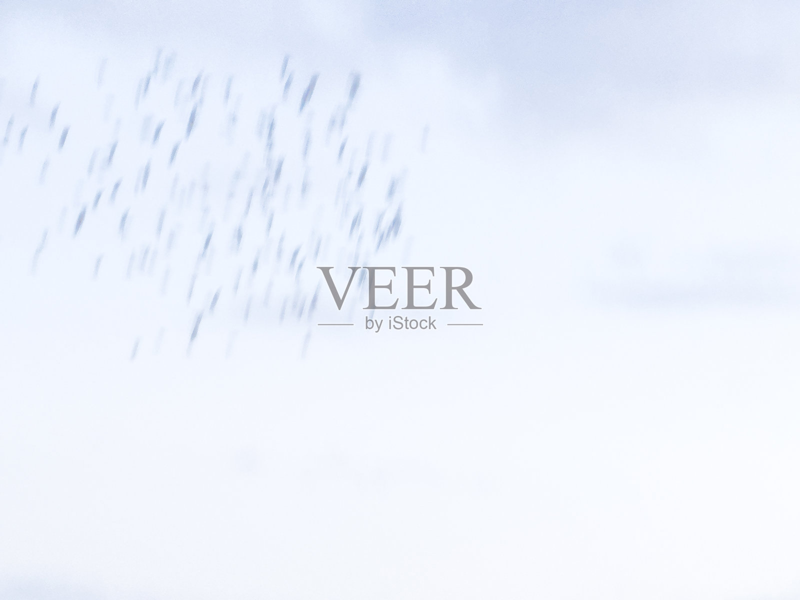 一群鸟在淡蓝色的天空中飞翔,形成运动模糊效果照片摄影图片