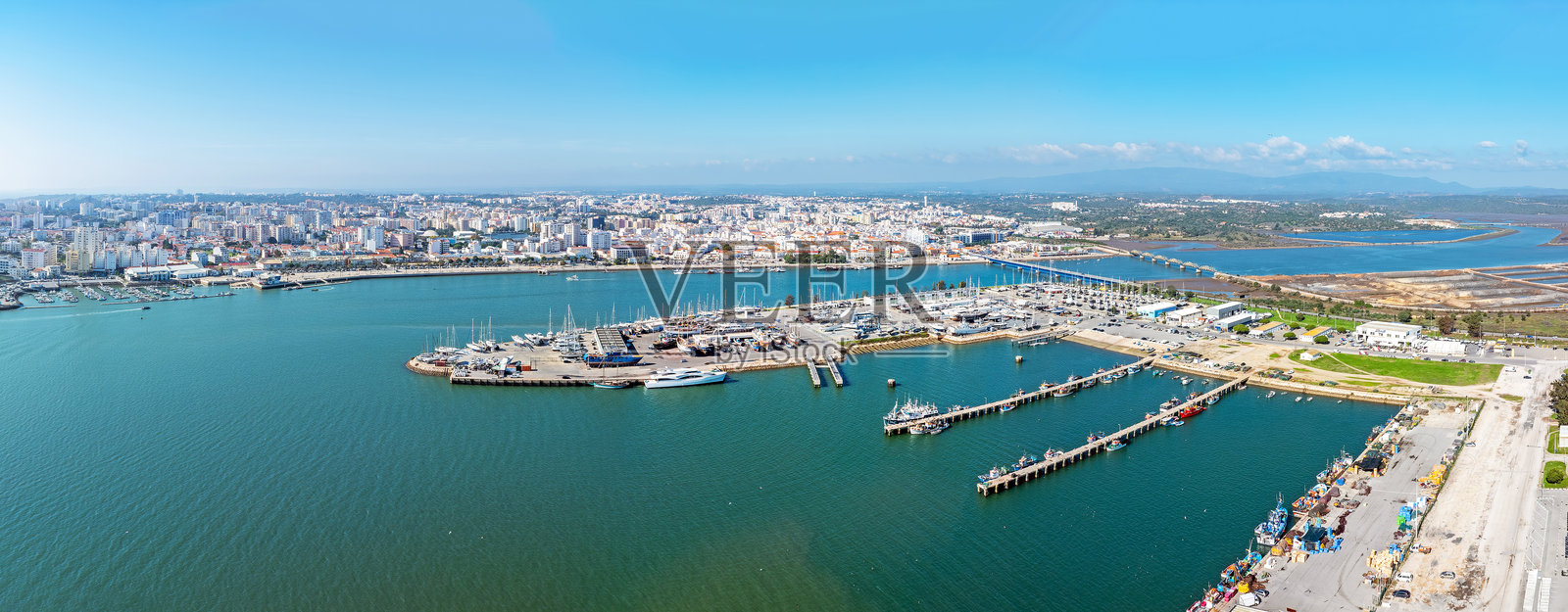 阿尔加维葡萄牙波尔蒂芒市的空中全景照片摄影图片