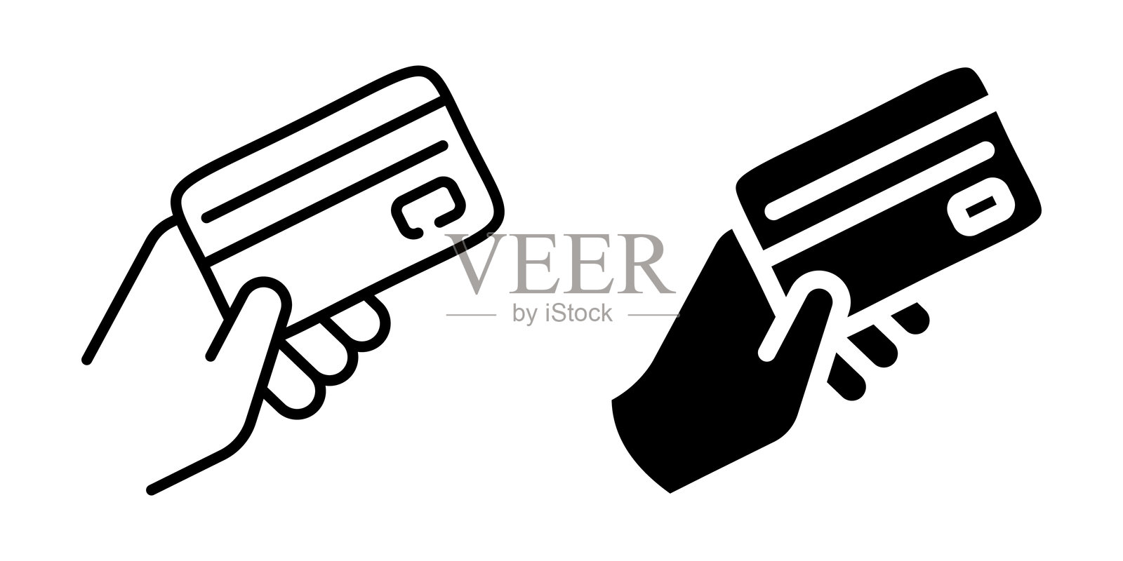 信用卡支付图标。线性和轮廓风格。插画图片素材