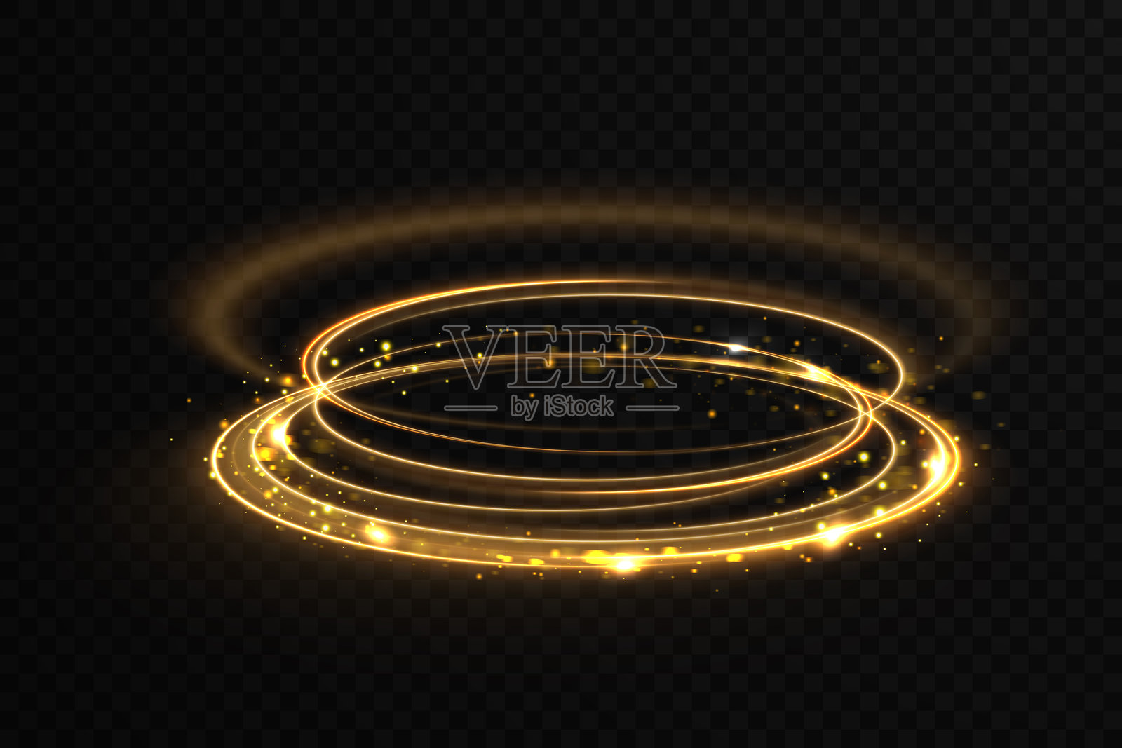 现代魔法女巫圈。带有奇异火焰火花的虚幻火焰传送门标志。魔法医生、萨满和灵媒的装饰元素。透明背景上的发光轨迹效果。插画图片素材