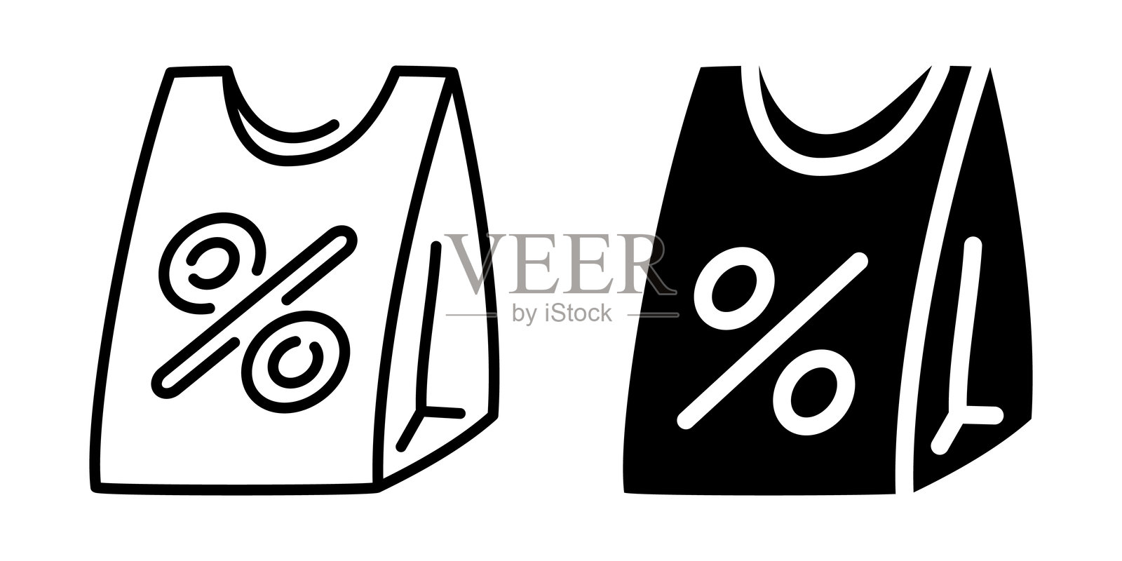 折扣标签图标。线性和轮廓风格。插画图片素材