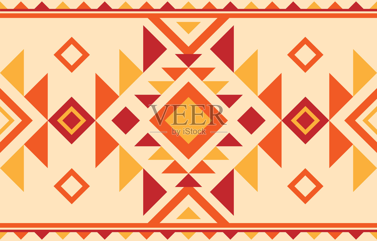 美洲原住民民族图案。土著和刺绣图案概念。用于面料、背景、抽象设计,红色、黄色、橙色。插画图片素材