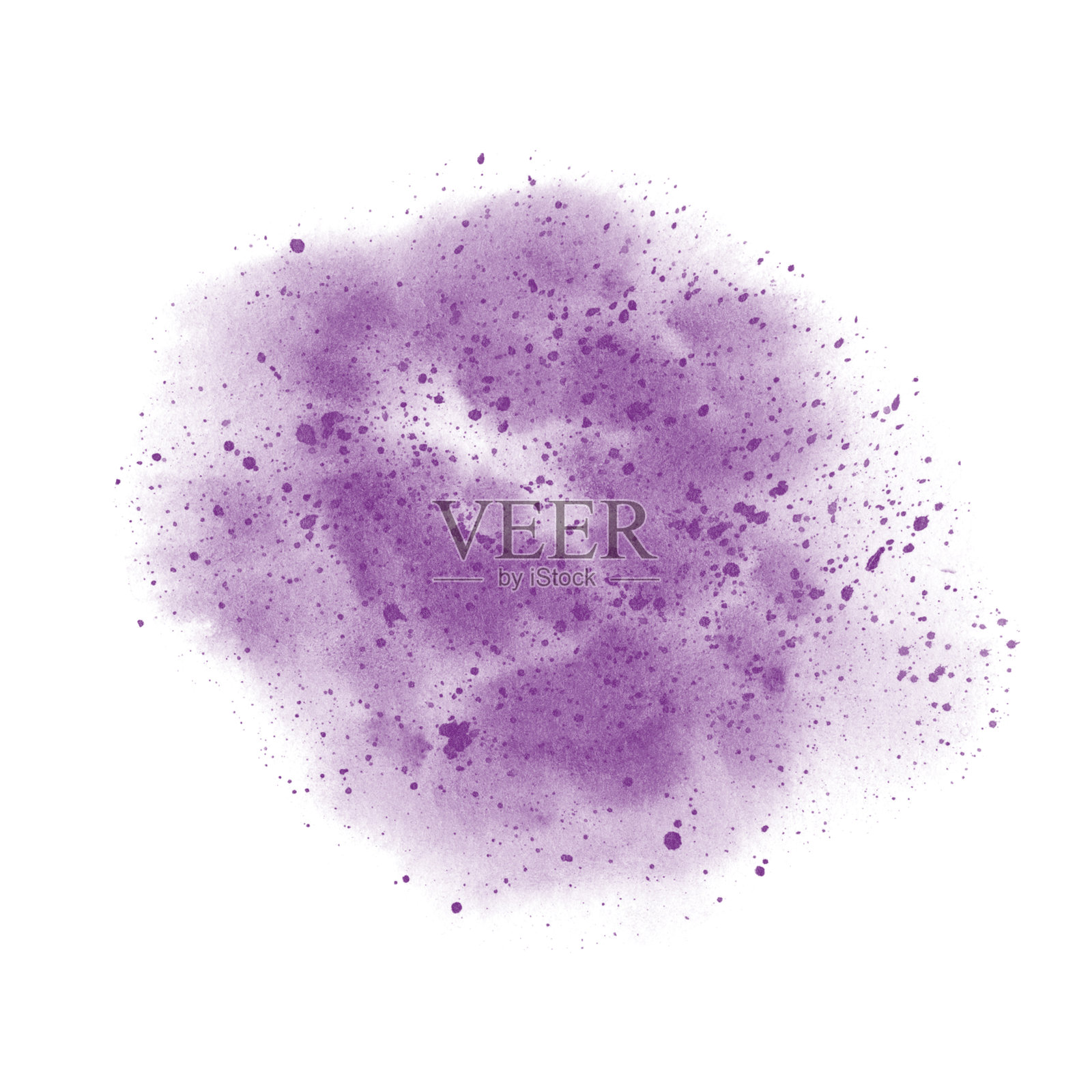 手绘的浅紫色抽象水彩笔触,带有纹理的水彩污点。适用于印刷品、标志、横幅、图标、贺卡、明信片和背景的绘画背景。插画图片素材