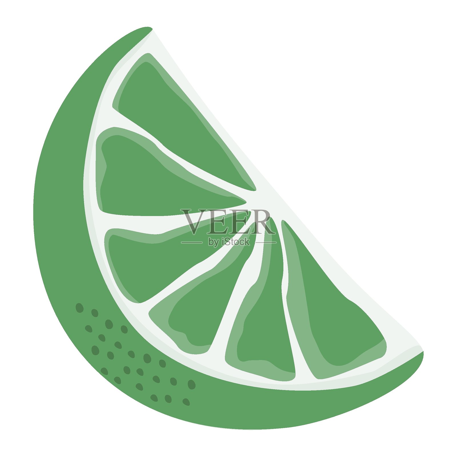 青柠切片,绿色水果,柑橘类,果肉鲜嫩多汁。异国热带食品,酸味果肉,果皮。插画图片素材