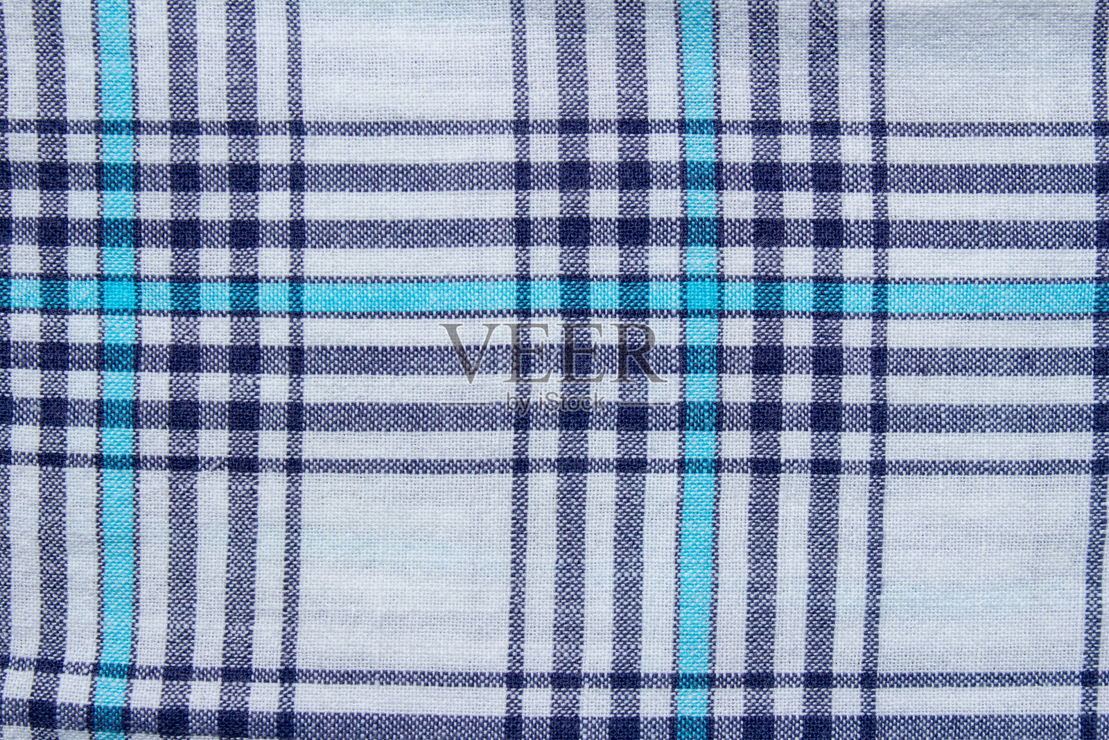 经典蓝色和青色格子布料纹理照片摄影图片