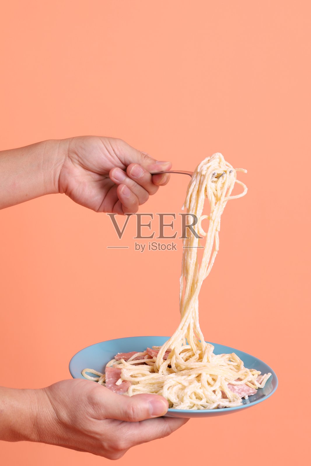 奶油意大利面碳ara照片摄影图片