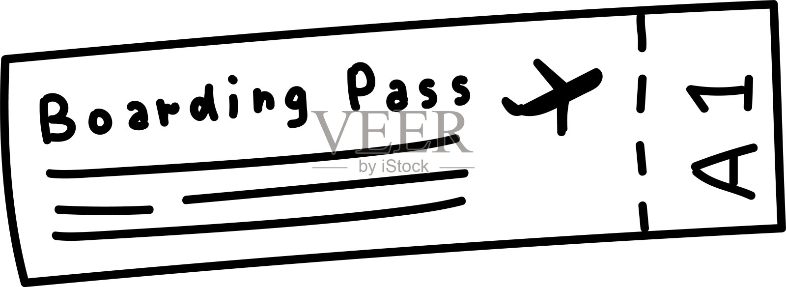 手绘航空公司票根插画图片素材