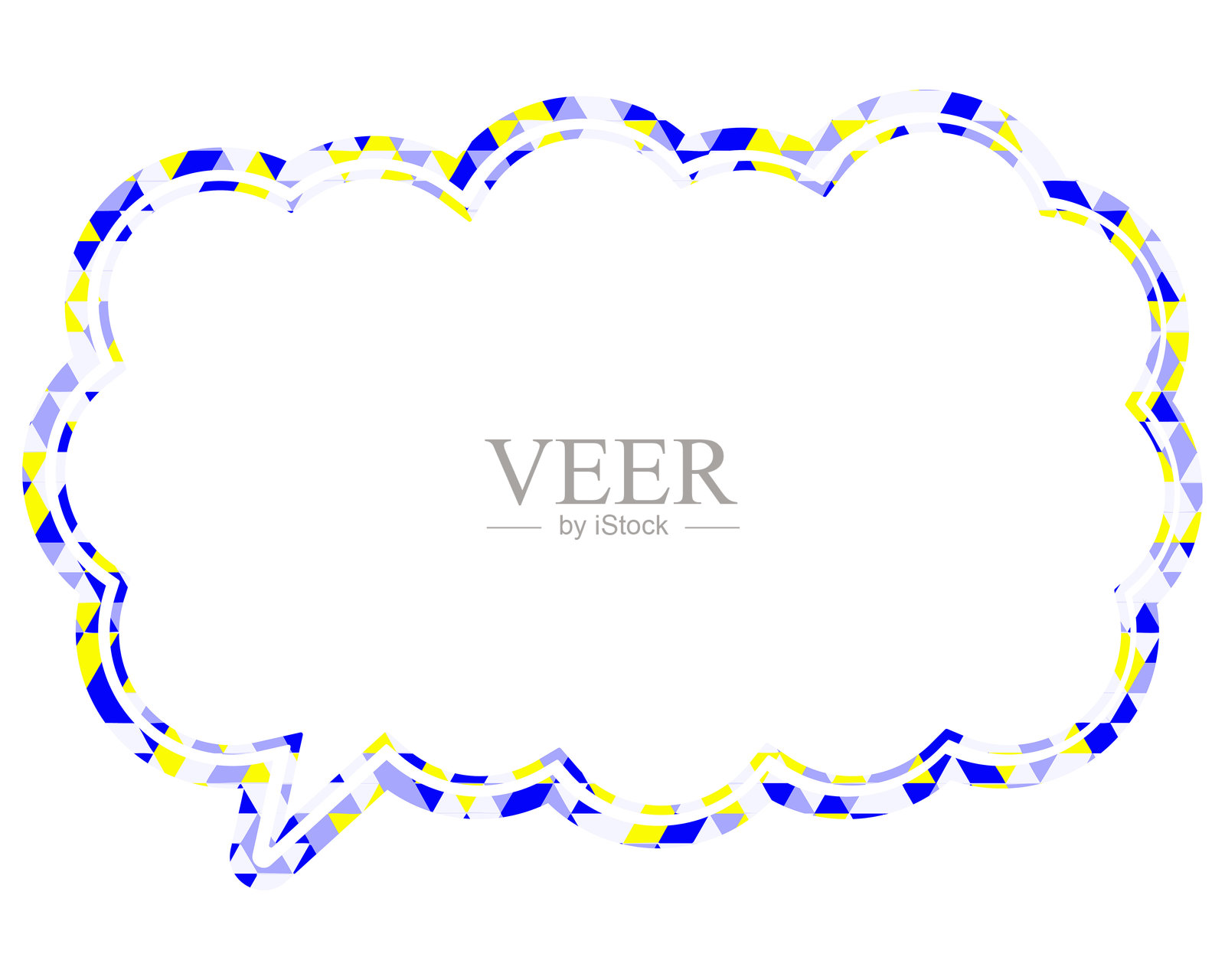 彩色玻璃风格的对话气泡,三角形图案,拉长的云朵形状插画图片素材