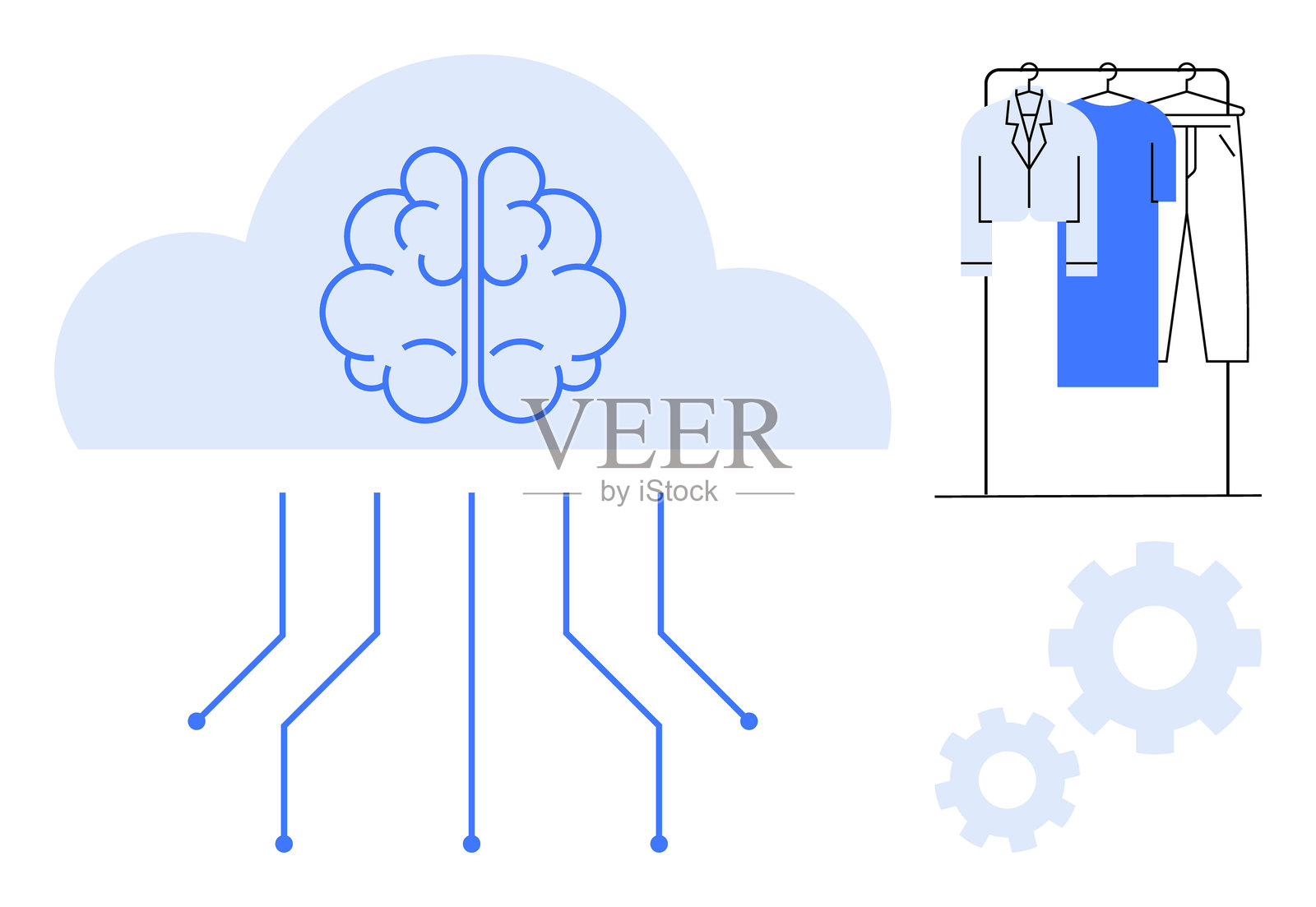 将人工智能与云计算结合以简化时尚行业运营插画图片素材
