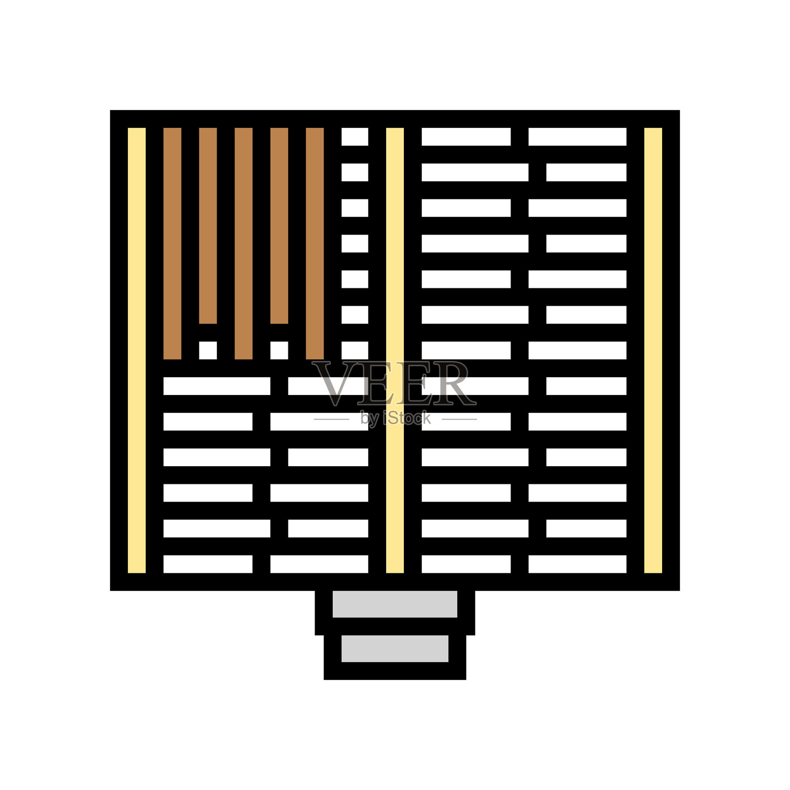 木框架房屋的地板托梁彩色图标插图插画图片素材