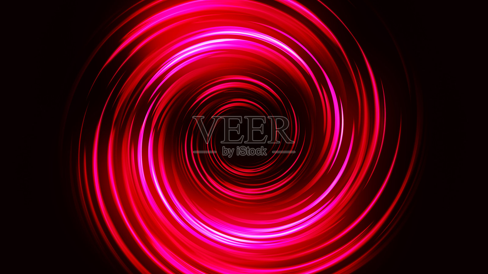 明亮的猩红色LED隧道。色彩斑斓的放射状背景效果。抽象的圆形背景。彩色曲线、螺旋和球体。多彩渐变的环和圆圈。漏斗。3D渲染。照片摄影图片