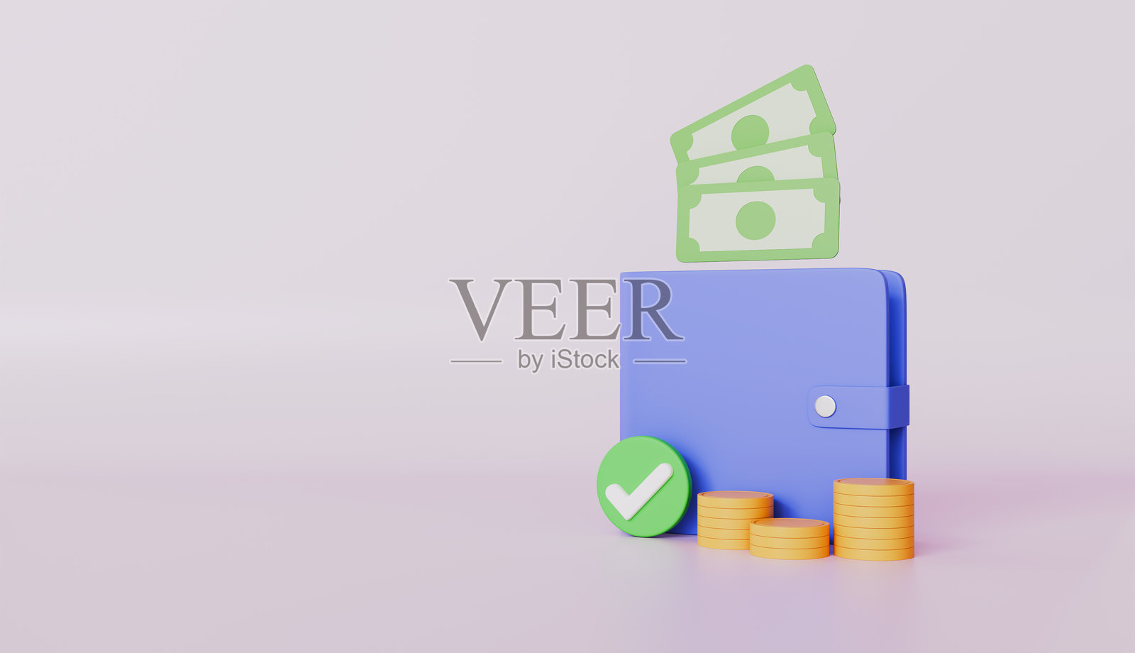 钱包与硬币和纸币,储蓄、投资、支付、退休基金概念照片摄影图片