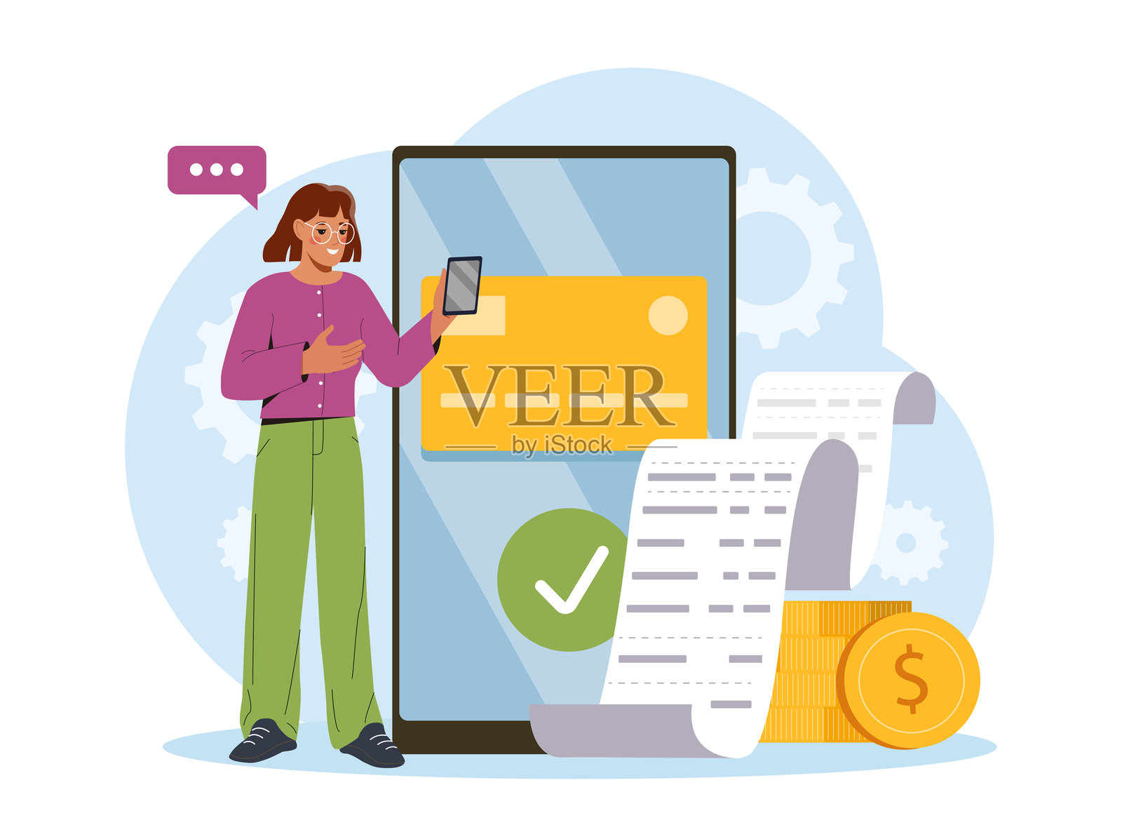 手机数字支付概念。矢量插图插画图片素材