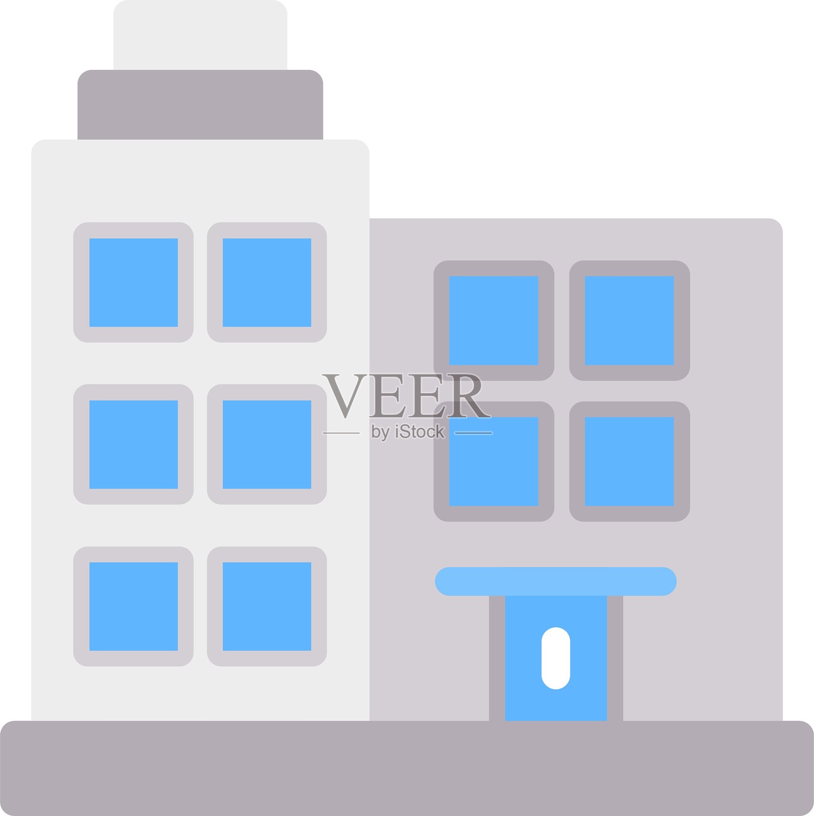 办公大楼扁平图标设计插画图片素材