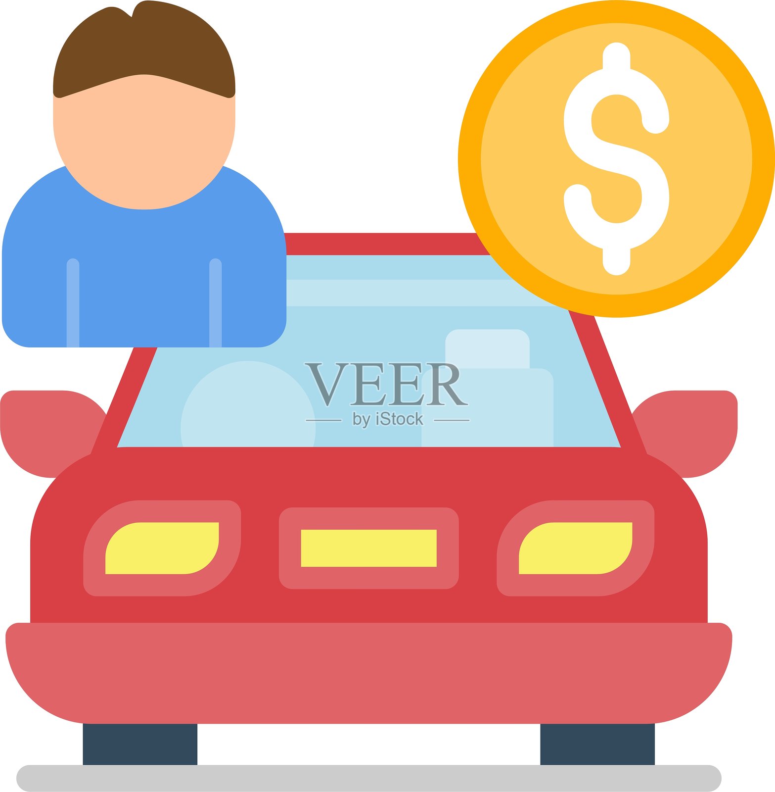 出租车小费扁平图标设计插画图片素材