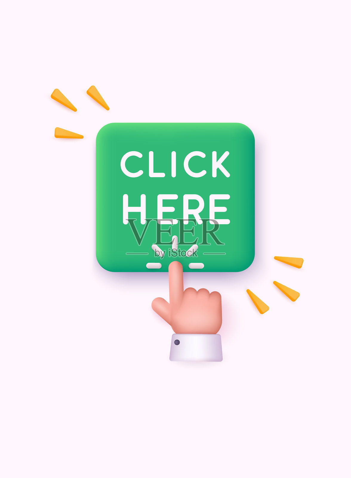 白色背景上的绿色按钮。矢量3D数字应用对象插图。插画图片素材