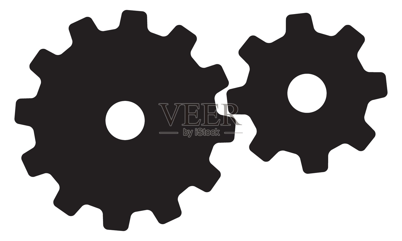 白色背景上的互锁齿轮。代表协同、团队合作、工程或流程。干净的矢量插图,完美适用于商业或技术主题。插画图片素材