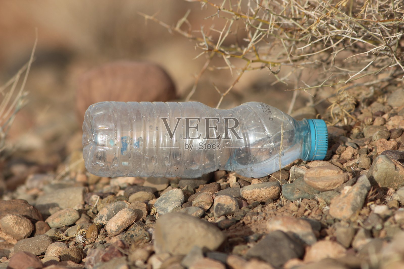 一个躺在地上的塑料瓶,塑料污染,塑料对环境的影响照片摄影图片
