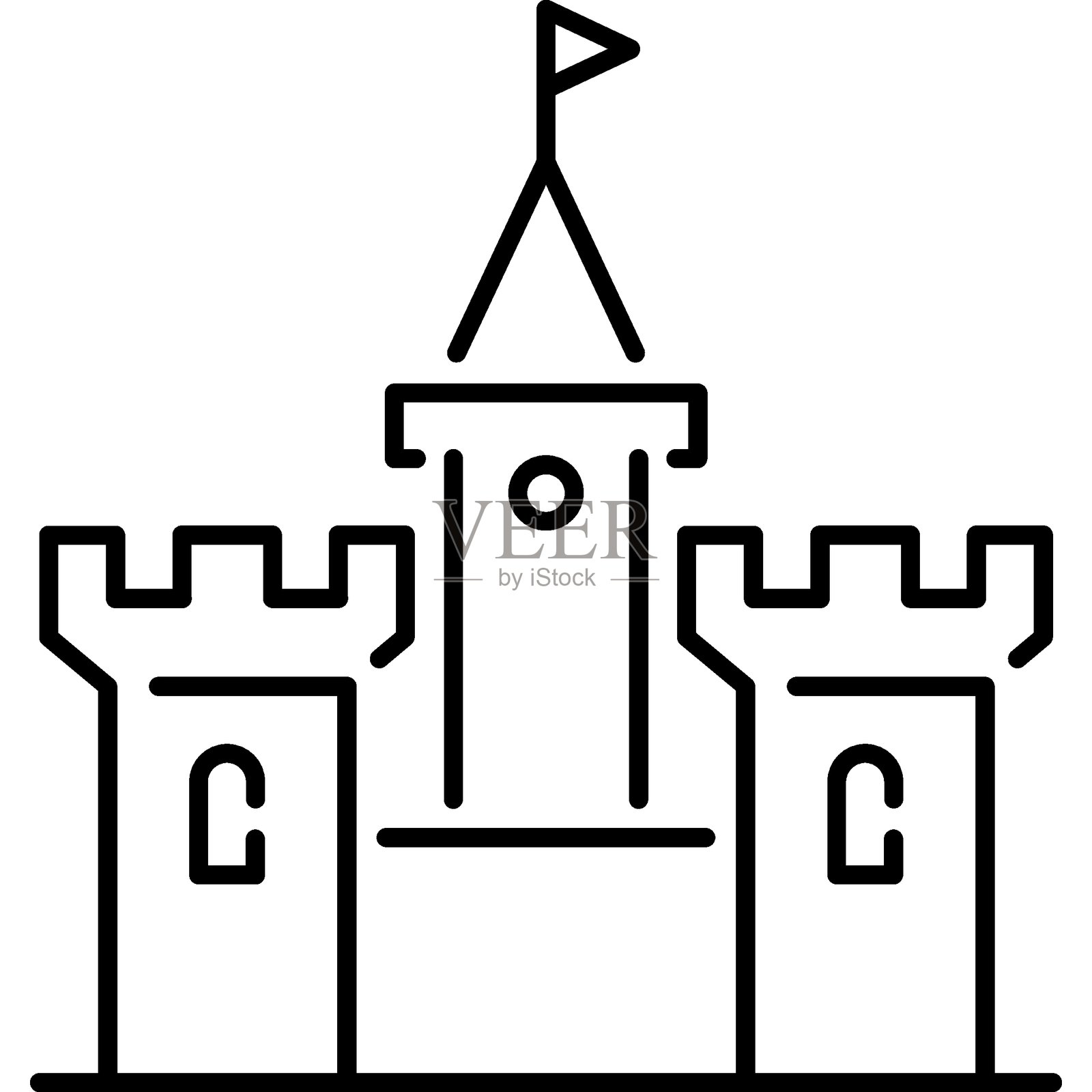 中世纪城堡图标,城堡塔标志插画图片素材