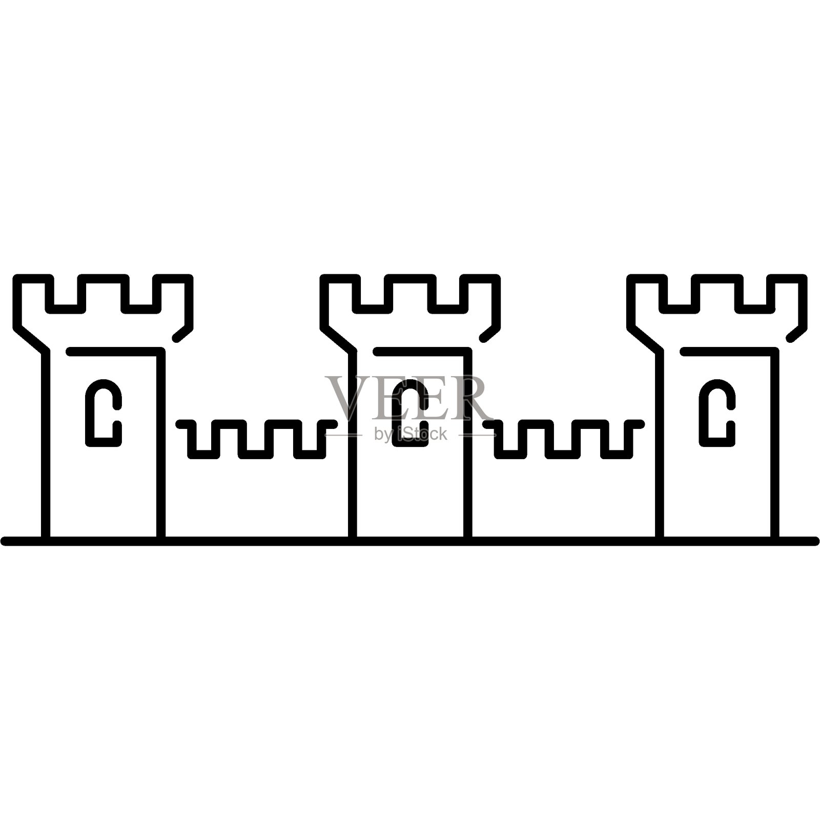 中世纪城堡图标,城堡塔标志插画图片素材