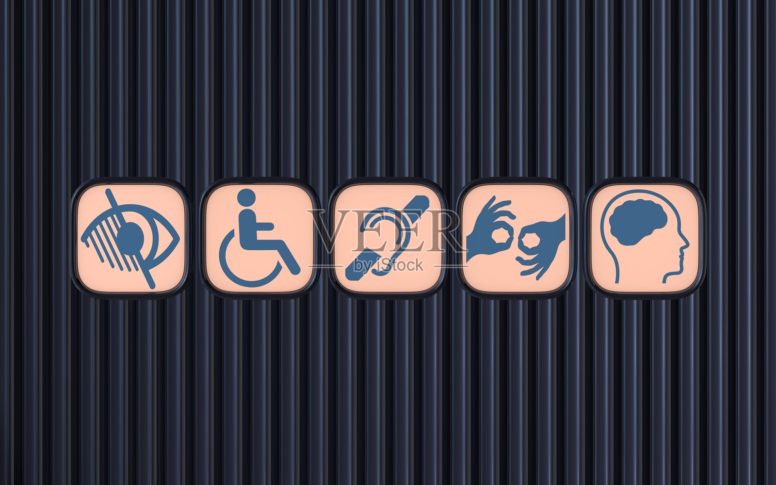 残疾、残疾标志、图标的视觉表现。照片摄影图片