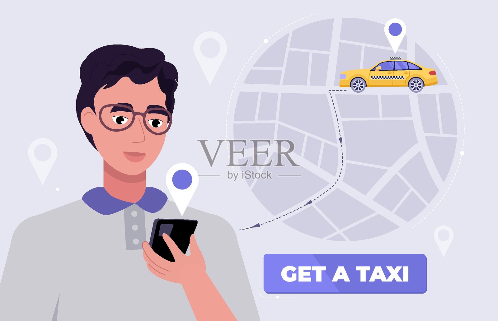 026 - 出租车插画图片素材