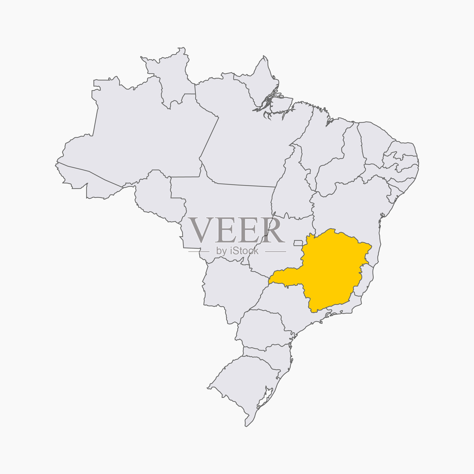 地图上突出显示的区域:巴西插画图片素材