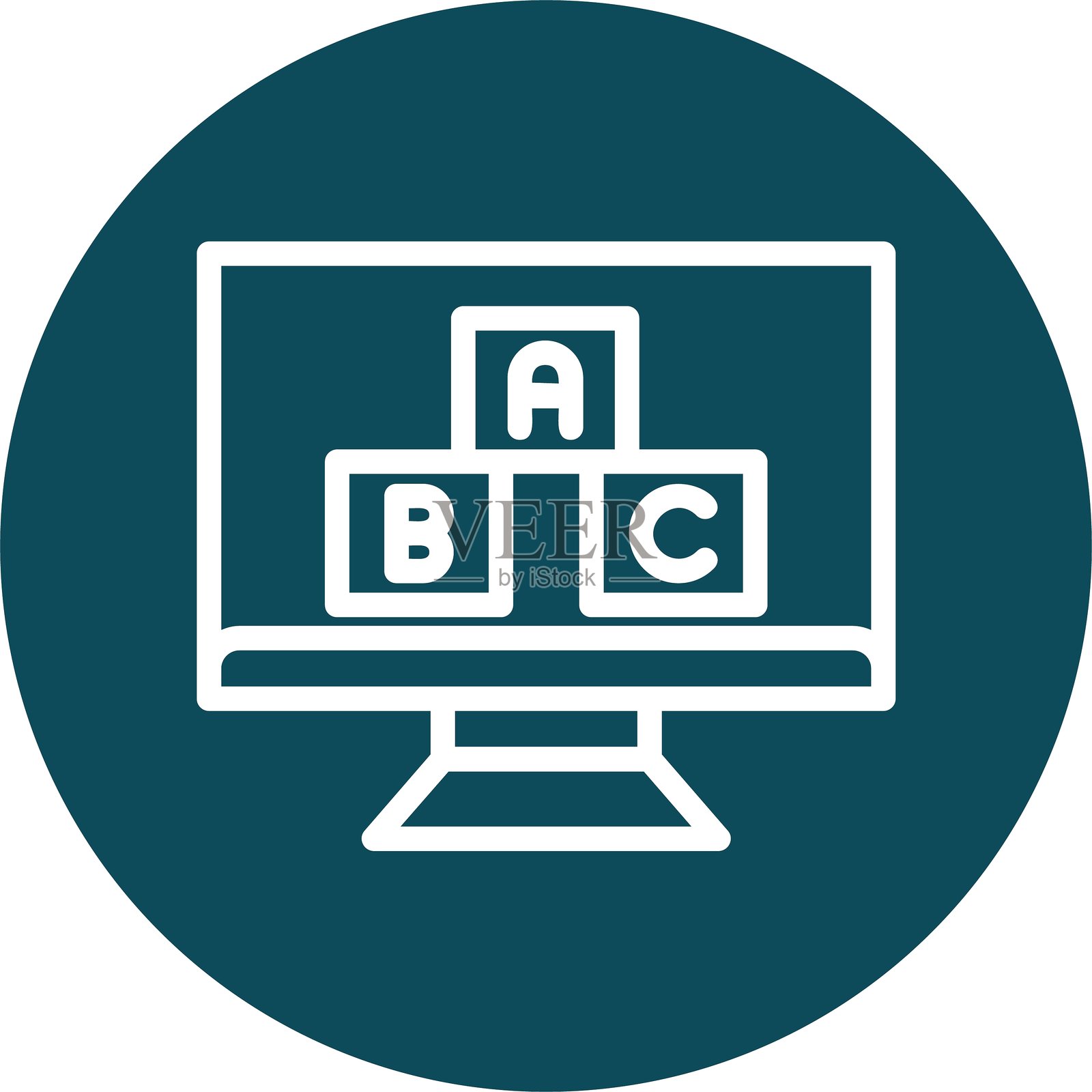 早期儿童教育线条圆形风格图标设计插画图片素材