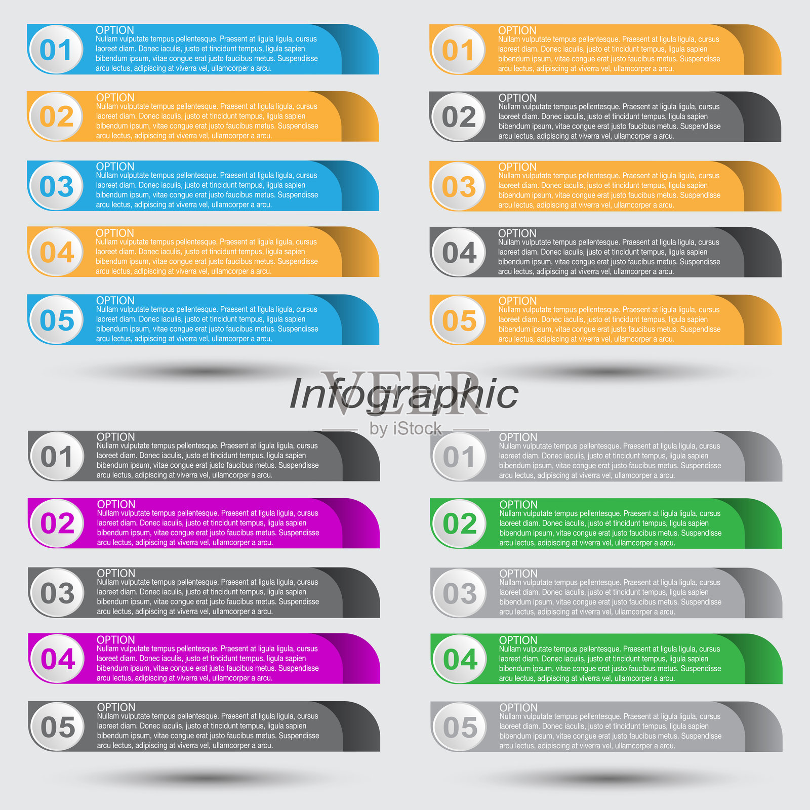 商业设计和网站模板的步骤和选项信息图集横幅。插画图片素材