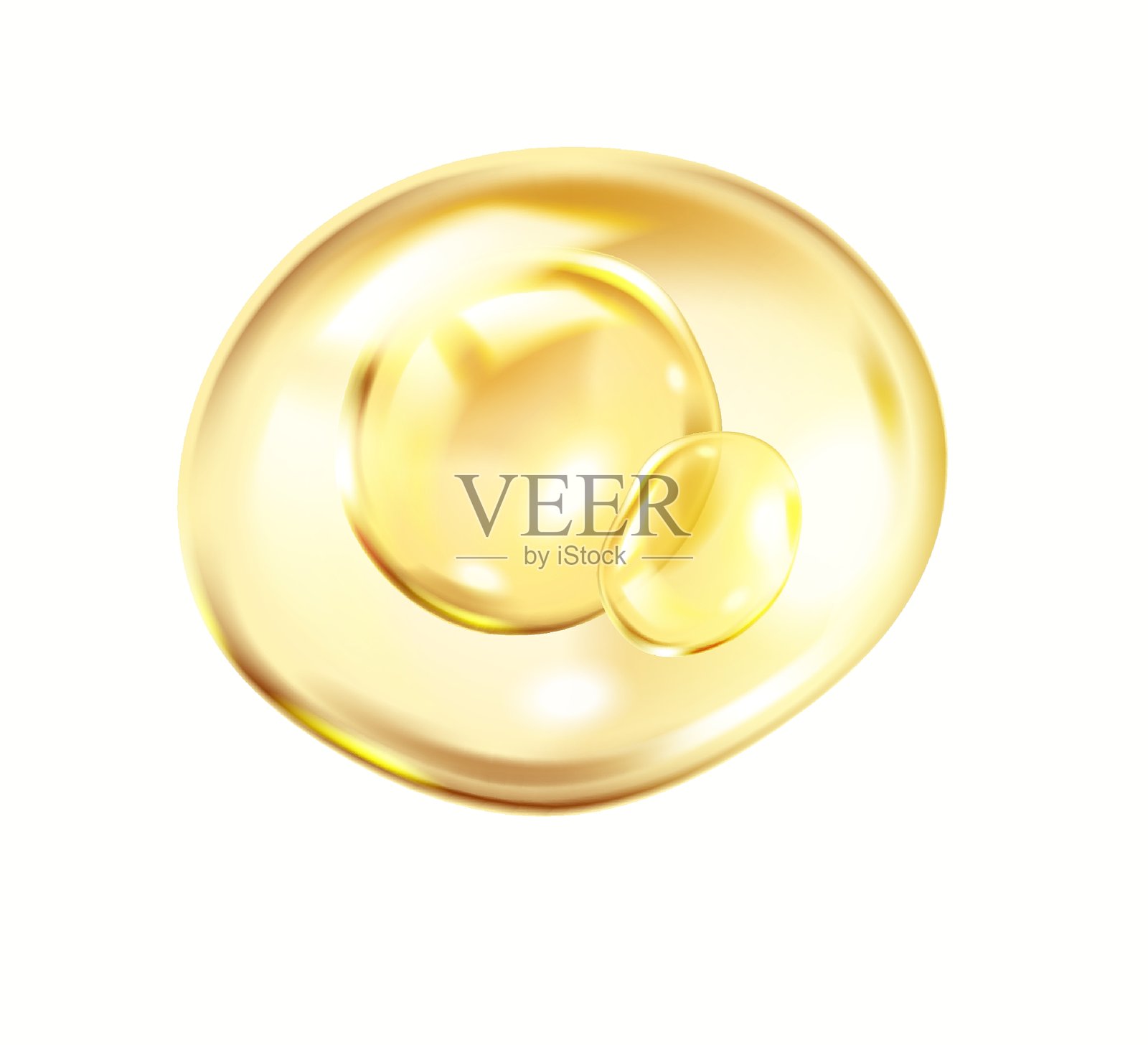 金色胶原蛋白球体在气泡内的矢量插图插画图片素材